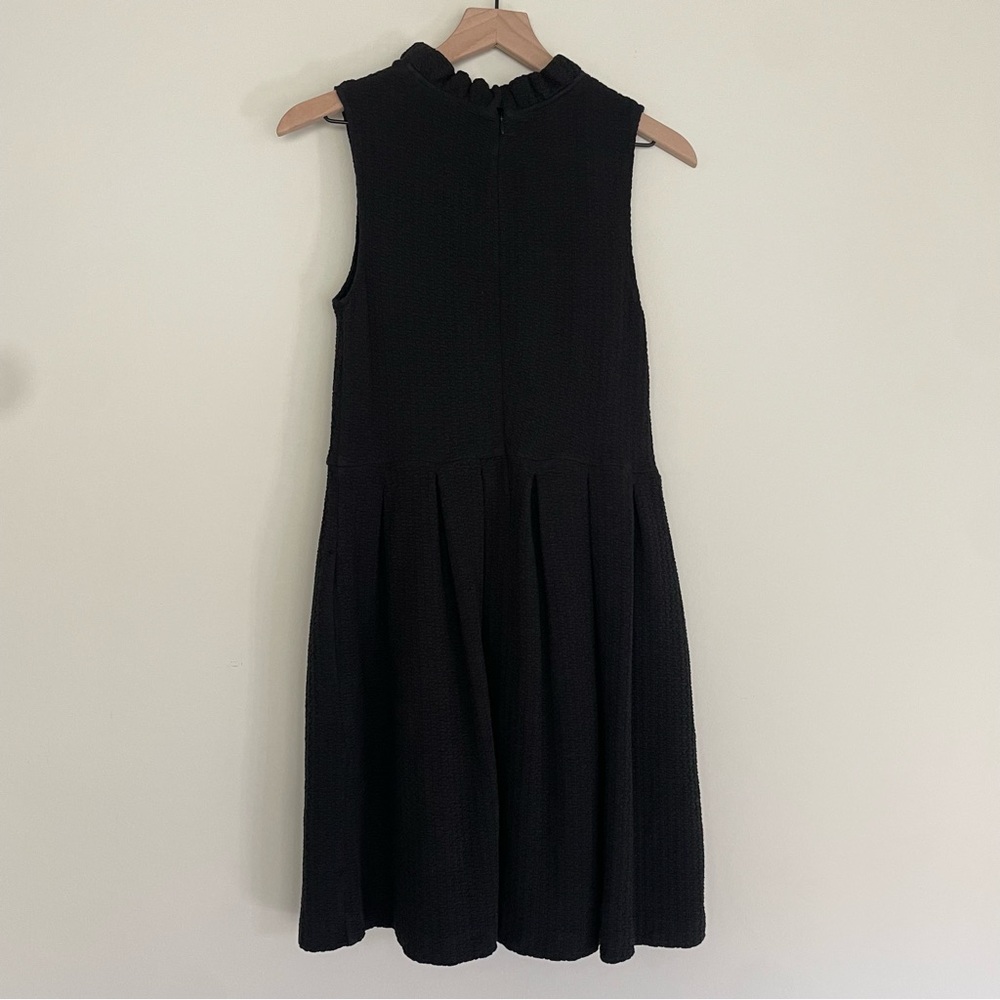 EUC Ganni Anthropologie Pinnacle Knit Black Ruffle Mock Neck Dress With Pockets! - Picture 2 of 5